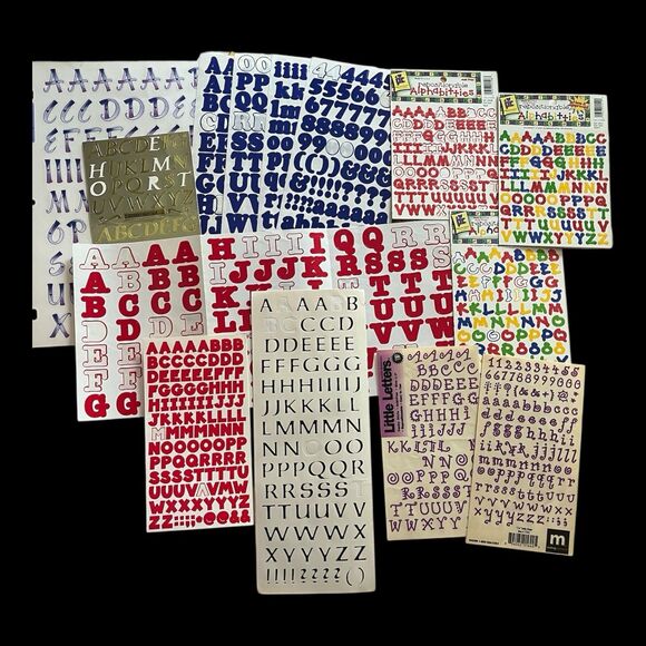 multiple Other - Scrapbooking Alphabet Sticker Lot 11 Incomplete Sheets Alphabitties and More